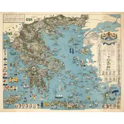 ギリシャ古代地図ヨーロッパ地図吊り下げ絵画レトロヨーロッパリビングルーム装飾絵画家の壁画オフィス壁画コア