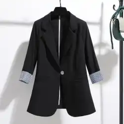 小さなスーツジャケット2021新しい韓国版薄い七分袖スーツレディーストップ女性のプロのアウターウェア