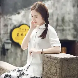白シャツ女子半袖ルーズ韓国版学生オールマッチシャツ綿夏カジュアルワークプロユニフォーム