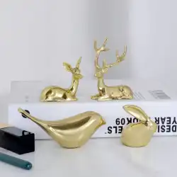 純粋な銅の鹿の鳥DIYの小さな装飾品創造的なかわいいinsオフィスのデスクトップの装飾北欧の工芸品