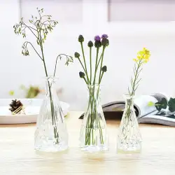 新会小口ガラス花瓶コニカルロータス透明フラワーアレンジメントデスクシンプルで美しいスタイルクリエイティブミニスリーピースをお楽しみください