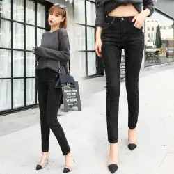 65320ジーンズ女性黒スリムスプリング新しい伸縮性タイトペンシルパンツペンシルパンツは背が高くて長い