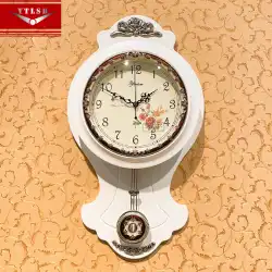 中華風無垢材Lishengミュートムーブメント時計時計壁掛け時計リビングルームヨーロッパ風牧歌的なシンプルな家クリエイティブレトロ