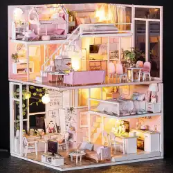 ミニハウスDIY手作り素材小さな家を作る別荘の建物の組み立てモデルのガールフレンドのためのおもちゃの贈り物