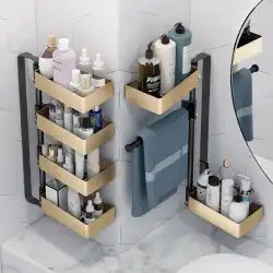 バスルーム洗面台ラックライトラグジュアリーパンチフリー壁掛け洗顔バスルーム用品回転角収納