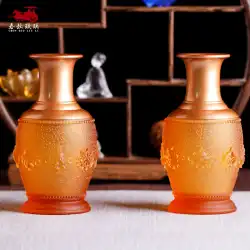 着色されたガラス8つの縁起の良い花瓶花瓶のための純粋な銅のレリーフチベットの難解な家仏教ホール花のための仏仏の装飾品