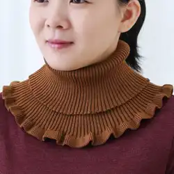 スカーフ女性プルオーバー秋と冬の暖かい保護頸部首スリーブ装飾的な偽の襟ニットウール