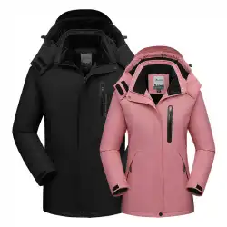 冬の新しいフリースの厚みのある暖かい女性のジャケット秋と冬の屋外ジャケット無地のフード付きカップルの男性用