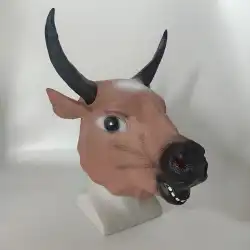 牛の頭のマスクラテックス動物のヘッドギアハロウィーンの面白いマスクCOSOx新年会のパフォーマンスドレスアップ小道具