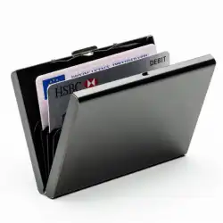 多機能盗難防止ブラシメタルカードホルダーメンズステンレス超薄型消磁防止カードボックスクレジットカードスリーブカードホルダー
