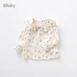 Elfairyベビードール襟シャツ女の子花柄シャツ女の子赤ちゃんボトミングシャツ春と秋のトップス子供服