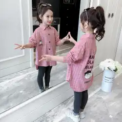 女の子の長袖シャツジャケット2021年春と秋新しいスタイルの子供用トップス小さな女の子の綿の格子縞のシャツ