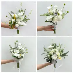 新しい韓国風シミュレーション婚約証明書花嫁花を持って結婚式結婚式写真写真小道具手で混ぜた花束