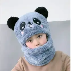 子供のオールインワンの女の子の男の子の秋と冬のワンピーススカーフ帽子かわいい肥厚暖かい赤ちゃんの顔を覆う耳の保護帽子