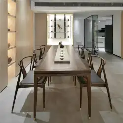 新しい中国の純木のダイニングテーブルダイニングチェアの組み合わせヴィラモデルルーム中国のミニマリストレストラン長方形のダイニングテーブルのカスタマイズ