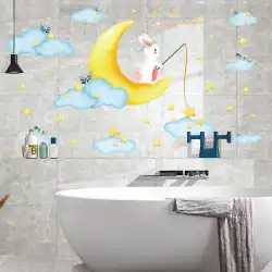 漫画の壁のステッカー浴室のトイレ防水タイル壁の装飾トイレガラスステッカードアステッカー粘着性の壁の絵