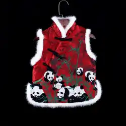 冬の新年チャイナドレスの男の子と女の子のベスト親子の赤ちゃん中年の子供のショートジャケットベスト中国風の新年の服の潮