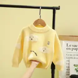 ベビーセーターの女の子2021年の新しい秋の服の赤ちゃんの冬の子供とベルベットの厚みのある子供のボトミングセーター