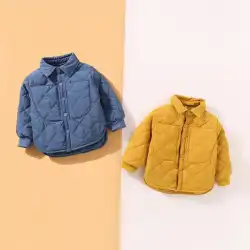 男の子のキルティングジャケット秋と冬の子供用薄手の綿のコート綿のジャケット赤ちゃんの薄い綿のトップ子供用の厚手のシャツ綿の服