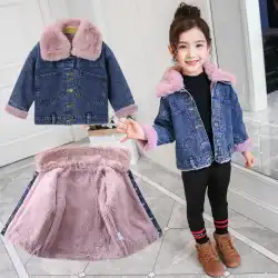 冬の新作子供服中年子供服子供服女の子の冬服プラスデニムのベルベット韓国版厚手の普通のコート