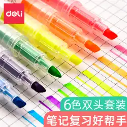 強力な双頭蛍光ペン蛍光マーカーペン明るい色の学生は、味のないキャンディー色のマーカーペンカラーペンを使用しますメモを取るペン用の6色セットの蛍光ラフストロークキーシルバーライトセット