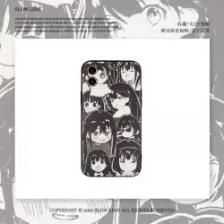 IPHONE HuaweiXiaomi携帯電話保護スリーブシリコンソフトシェルに適した白黒コミックスタイルの女の子の日本のパズル