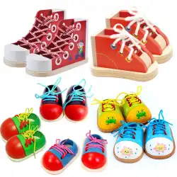 シミュレーションミニ靴木製知育おもちゃ幼稚園教材靴ひも小さな靴おもちゃ