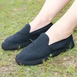 古い北京の布靴女性のXiaChun手作り千層底布靴ホームフラットスリッポンスリッポン布シングル靴男性