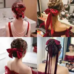 婚約ヘアアクセサリートースト服ヘッドドレス2021新しい赤いシンプルな雰囲気の弓の結婚式のイブニングドレスx2