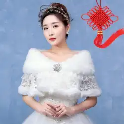 韓国の結婚式のアクセサリー結婚式のヘアショール2021秋/冬のブライダルショールのウェディングドレス小さなコートの結婚式のレースのアクセサリー
