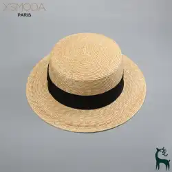 日本のフラットトップ麦わら帽子夏日焼け止め日よけ帽女性のファッション小さな新鮮なオールマッチフラット帽子大きなサイズのビーチ帽子