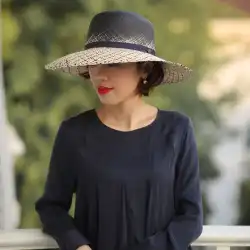 Sui Suiは、グラデーションカラーのパナマ手作り麦わら帽子大きなつばの帽子の女性の夏を10か月待ちました