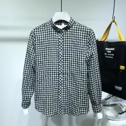 格子縞のシャツのアメリカの韓国版メンズ長袖春の新しい香港スタイル日本のレトロな格子縞の黒と白の格子縞のシャツジャケット
