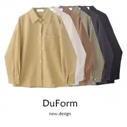 DuForm2021秋の新しいニッチなデザインセンスコーデュロイブラッシュド香港スタイルのシャツレディースルーズシャツジャケット