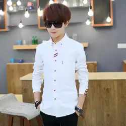 10代メンズ長袖シャツメンズサマージャケット薄手スリムハンサム無地シャツメンズシャツタイドの韓国版