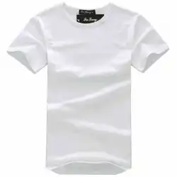 ランベン半袖TシャツVネックタイトボディピュアブラックチキンハートオールブラックピュアホワイトハーフスリーブピュアプレーンボトミングシャツメンズ