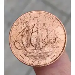 大英帝国ハーフペニーゴールデンディアセーリング記念コインコイン約25.5mmコイン銅コイン年ランダム
