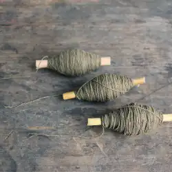 手作り糸とげ糸綿糸植物染め綿糸部分アーミーグリーンパッチワーク縫い糸手縫い刺繡糸