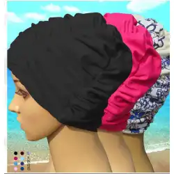 水泳帽の女性の防水の首を絞めない女性の長い髪の特別な二重層は、水密の濡れた頭の高弾性水泳帽の女性を増やします