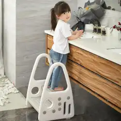 アームレスト付き子供用洗面台ステップスツール滑り止めベビー手洗いステップクライミングフットスツールバスルームペダルチェア