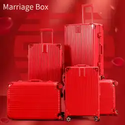 結婚式のスーツケース持参金ボックス赤い子供母トロリーケース女性のパスワード革ボックス結婚式花嫁プレスボックス持参金