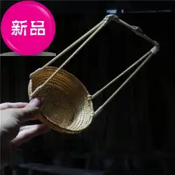 高級柚子小かごティーセット収納かごフードバスケットフラワーバスケット純粋な手織りの非yレガシー竹職人技