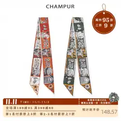 Chuanpuギャツビーガーデンシルク桑シルクスカーフ両面拡大小さな長いストリップバッグ結ばれた襟スカーフレトロヘアバンド