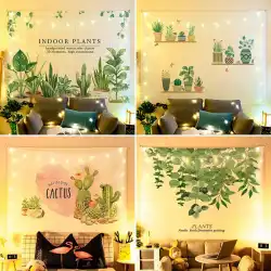 北欧のins背景布緑植物吊り布部屋レイアウト壁ベッドサイド壁布装飾絵画ネット赤ライブタペストリー