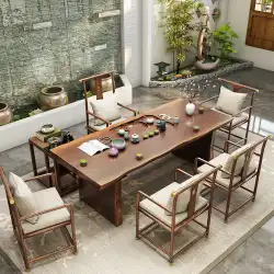 新しい中華風ティーテーブル無垢材ティーテーブルと椅子の組み合わせ禅茶セット1カンフーラージボードティーテーブル2メートル