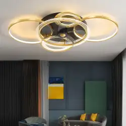 2021年の新しい超薄型天井ファンランプ天井ファンランプライト高級ホームリビングルームダイニングルーム寝室電動ファンシャンデリア付き