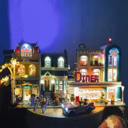 レゴストリートビューシリーズコーナーカフェパリレストランアセンブリスクエア照明ハウス組み立てられたビルディングブロックおもちゃモデル