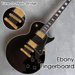 カスタムブラックエレクトリックギターレスポールエレキギターエボニー指板Tune-o-Maticブリッジ