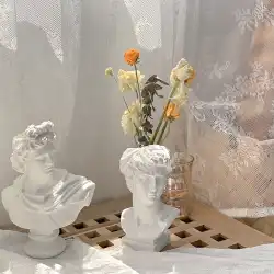 insレトロヘッド花瓶ギリシャのフィギュア像フラワーインサートオーナメント立体樹脂模造石膏フラワーポットオーナメント