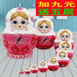 ロシアの入れ子人形ビブラート本物の10層の教育玩具手描きの伝統的な手工芸品バスウッド風乾10層08